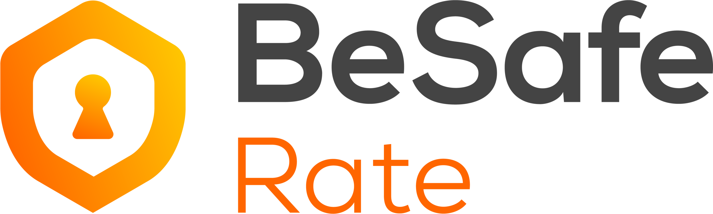 Logo di BeSafe Rate con icona di lucchetto arancione.